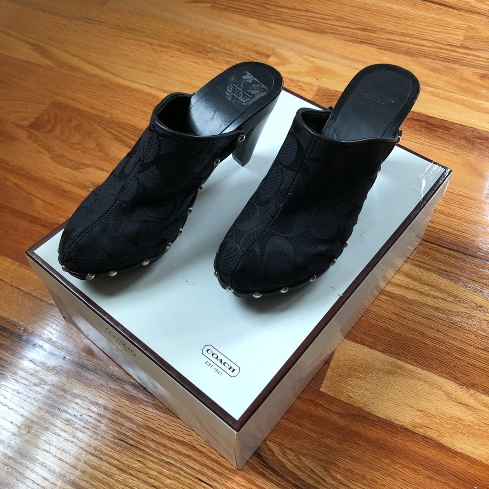 Black Coach Heels/Mules/Clogs - Picture 6 of 8